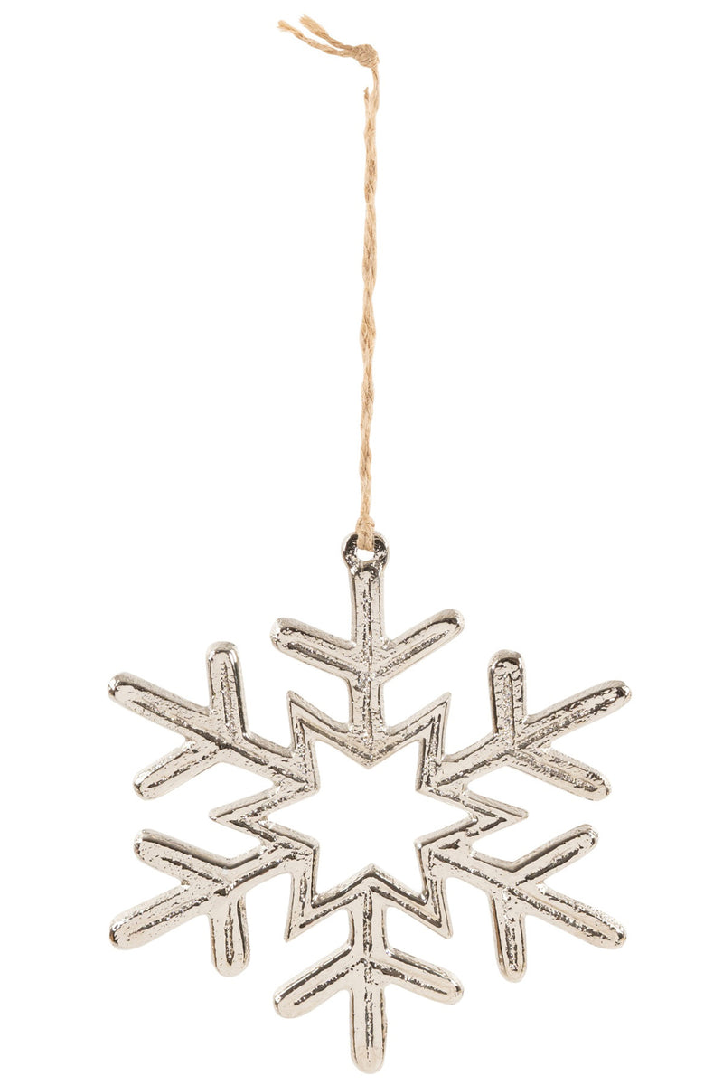 Schneeflocke Hänger | 11,5x12,5 cm | Alu silber | Deko zum Aufhängen | 15859