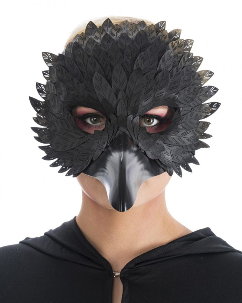 Schwarzer Rabe Halloween Pest Maske | mit Federn