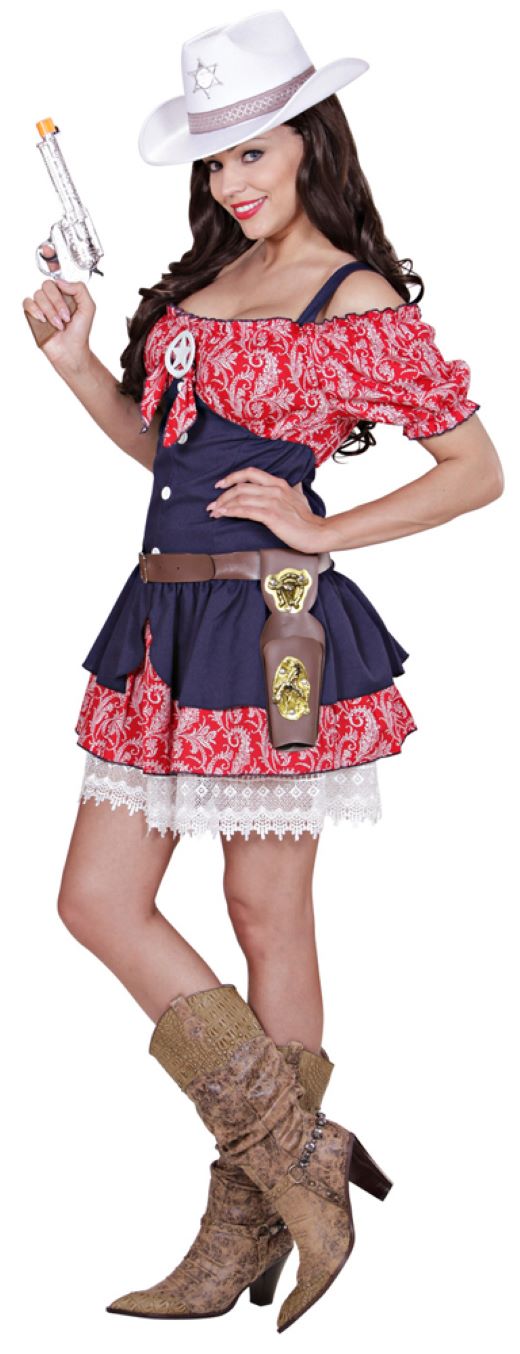 Cowgirl "Selina" Damenkostüm - Western Cowboy | Blau Rot