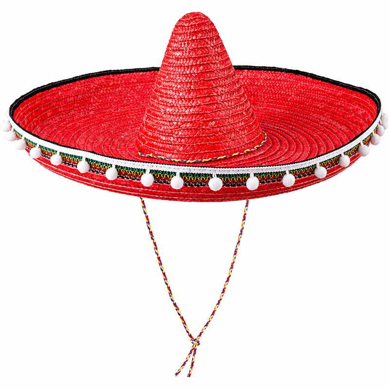 Mexikaner Sombrero mit Troddeln - Ø 60 cm | Rot