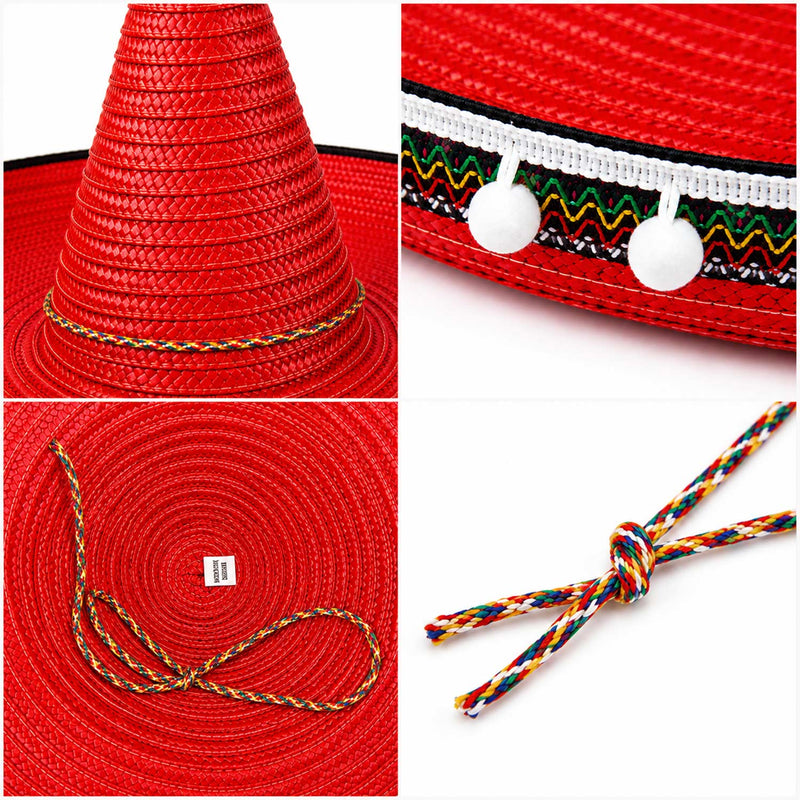 Mexikaner Sombrero mit Troddeln - Ø 60 cm | Rot