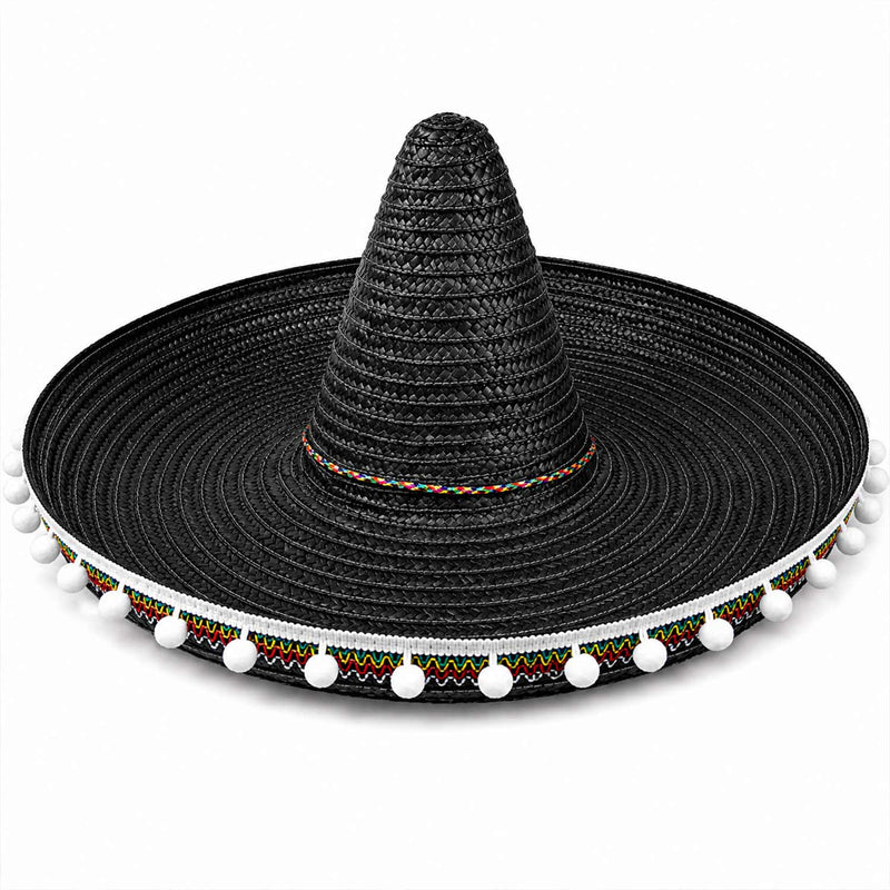Mexikaner Sombrero mit Troddeln - Ø 60 cm | Schwarz
