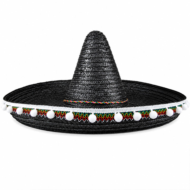 Mexikaner Sombrero mit Troddeln - Ø 60 cm | Schwarz