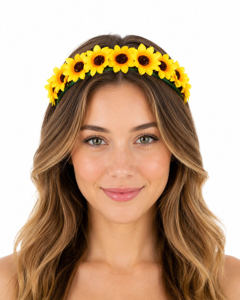 Haarreif mit Sonnenblumen zum Kostüm | Party Zubehör Gärtner Hippie Fasching