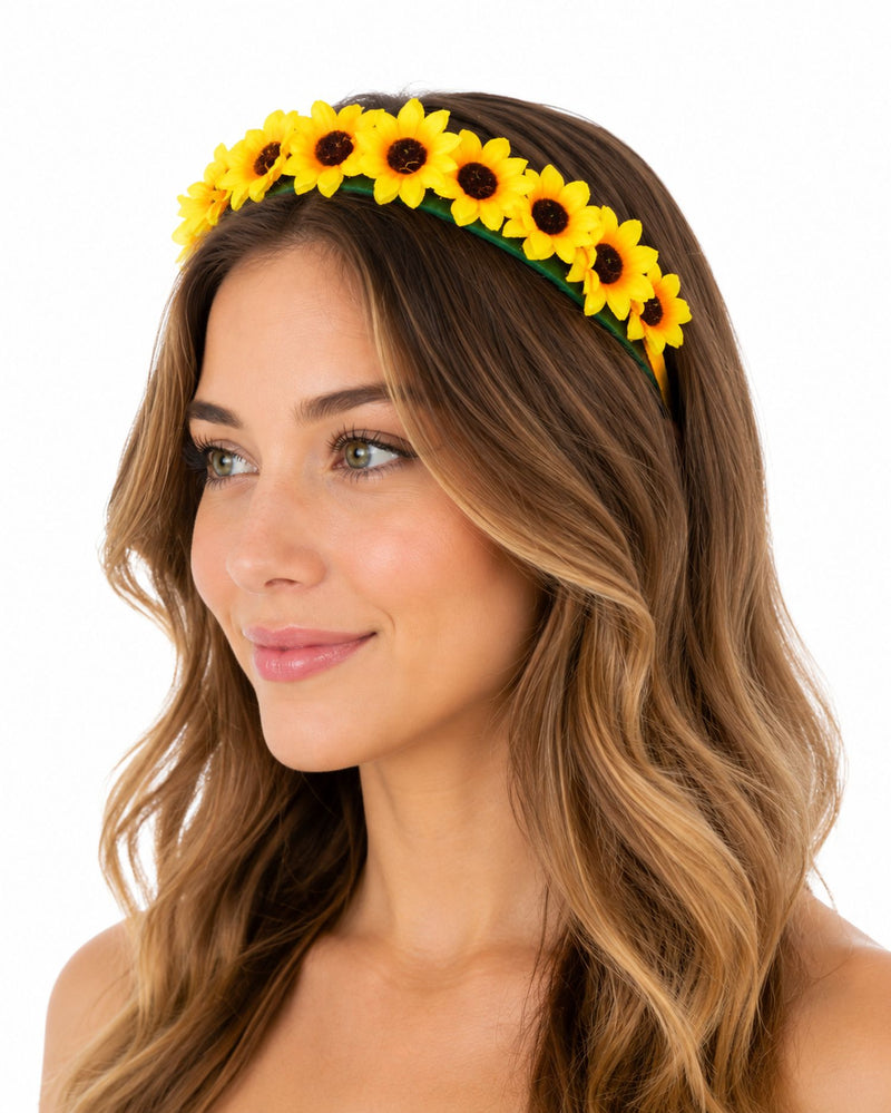 Haarreif mit Sonnenblumen zum Kostüm | Party Zubehör Gärtner Hippie Fasching