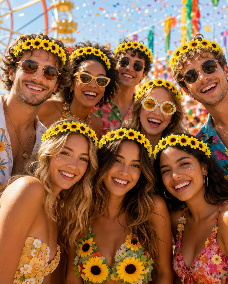 Haarreif mit Sonnenblumen zum Kostüm | Party Zubehör Gärtner Hippie Fasching