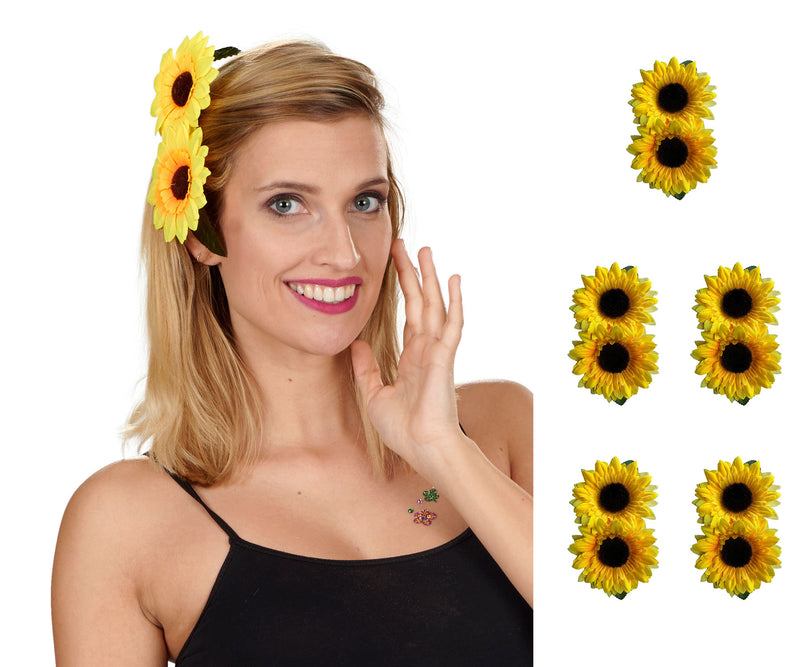 Sonnenblumen Haarspange zum Gärtner Kostüm  | Gelb 5er Set