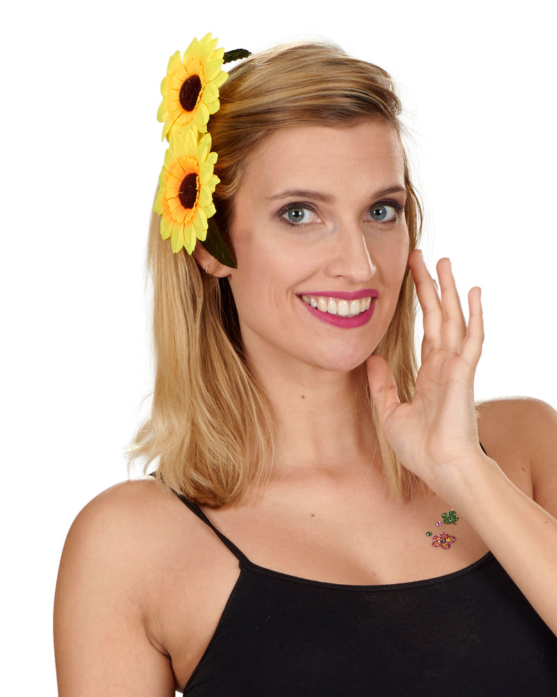 Sonnenblumen Haarspange zum Gärtner Kostüm  | Gelb 12er Set
