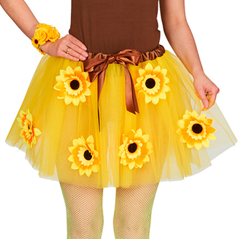 Sonnenblumen Kostüm Tutu Petticoat | Gelber Tüllrock für Damen - 45 cm