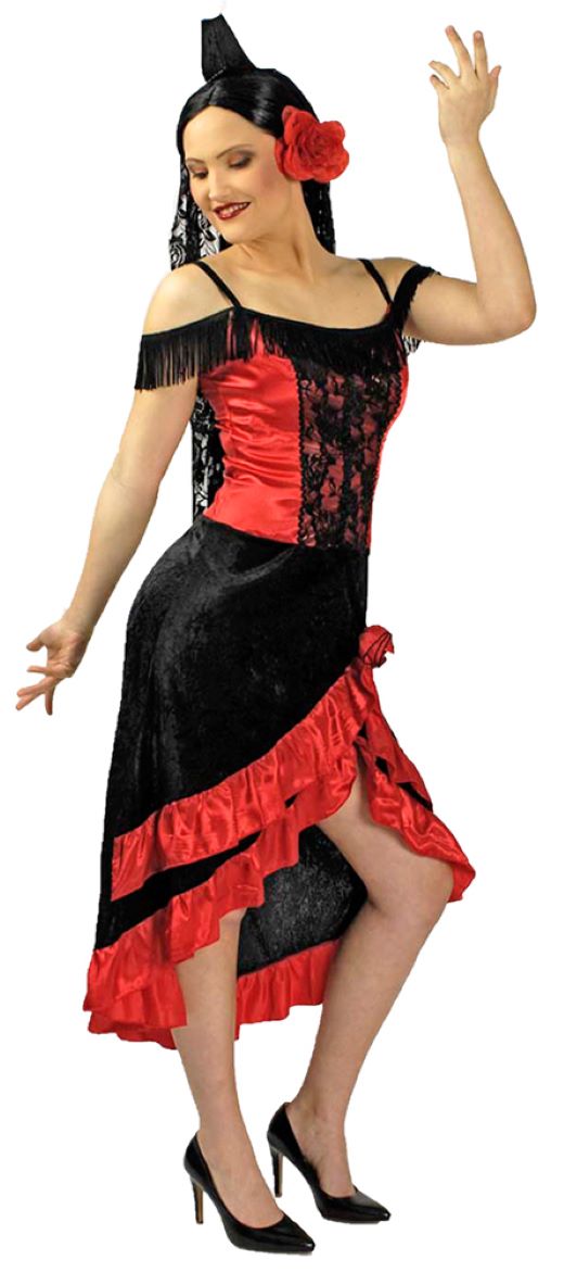 Spanierin Carmen Kostüm mit Mantilla für Damen