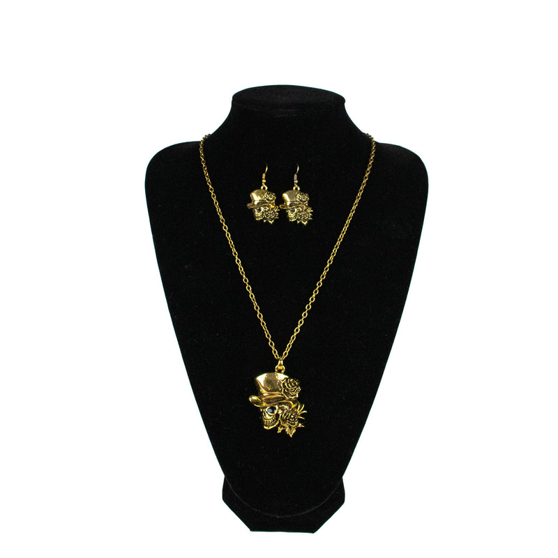 Day of the Dead Halskette mit Ohrringen | Gold