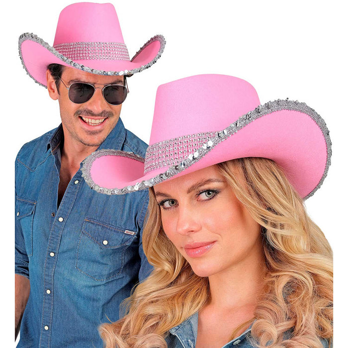 Strass Cowboyhut für Erwachsene | Pink