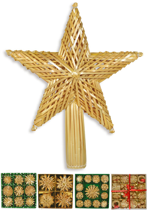 Weihnachtsbaumschmuck Strohsterne - Christbaum Anhänger Sortiert | Auswahl