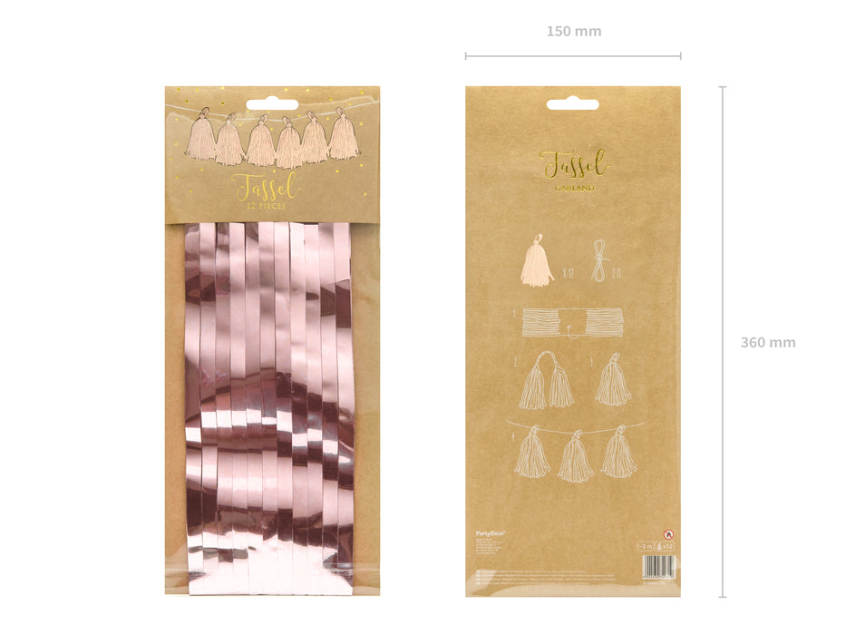 Girlande Quasten Rosegold |12Stk./200cm