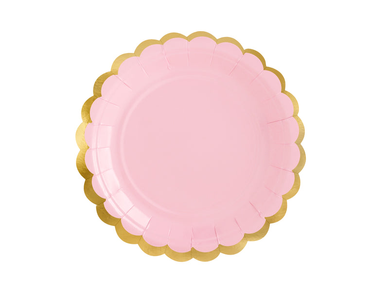 Pappteller Goldrand 18cmØ/6St. Rosa