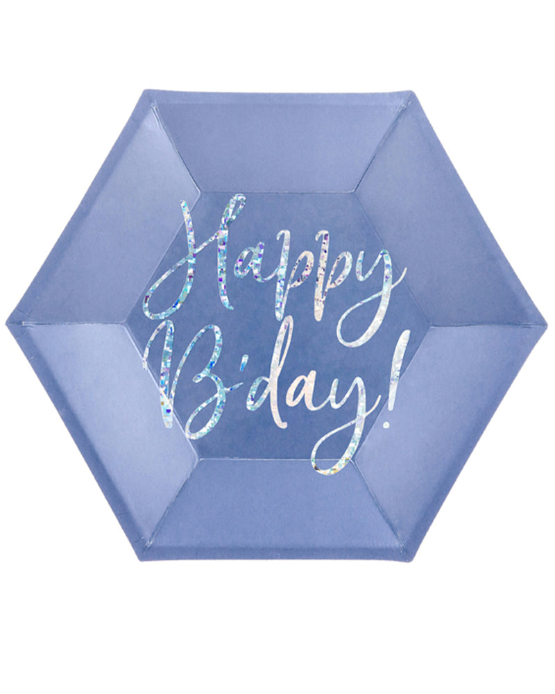 Pappteller "Happy B'day" 20cm/6Stk. | Marineblau