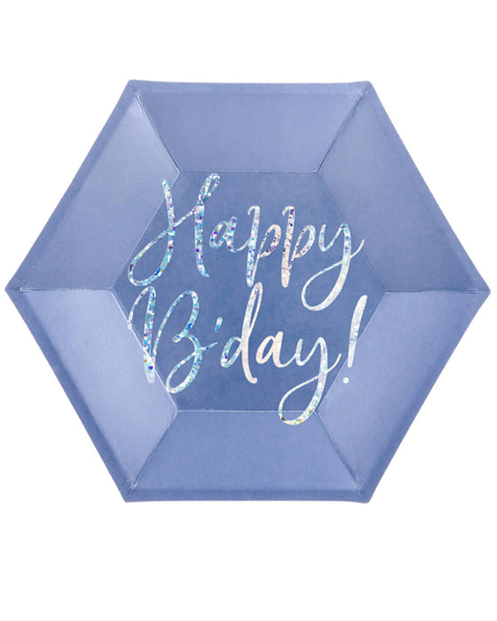 Pappteller "Happy B'day" 20cm/6Stk. | Marineblau