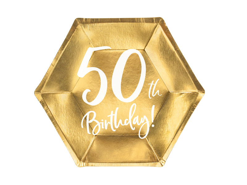 Pappteller Happy Birthday #50| Ø20cm/6Stk. Gold