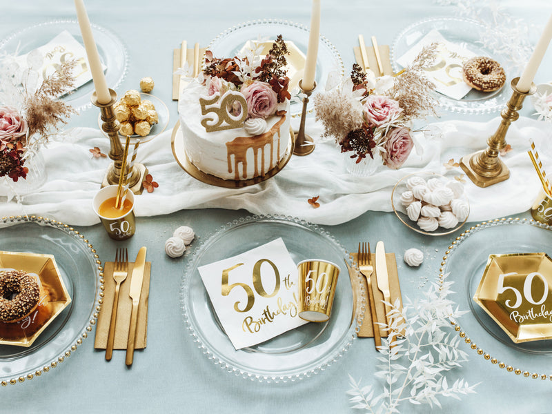 Pappteller Happy Birthday #50| Ø20cm/6Stk. Gold