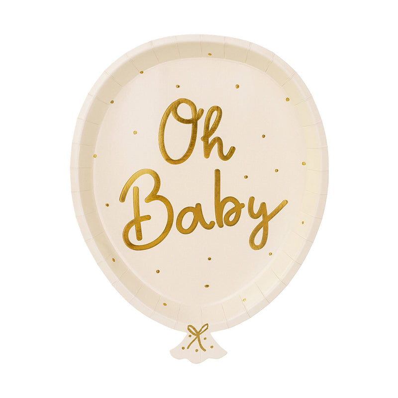 Pappteller "Oh Baby" 17,5x22cm/6Stk. | Creme