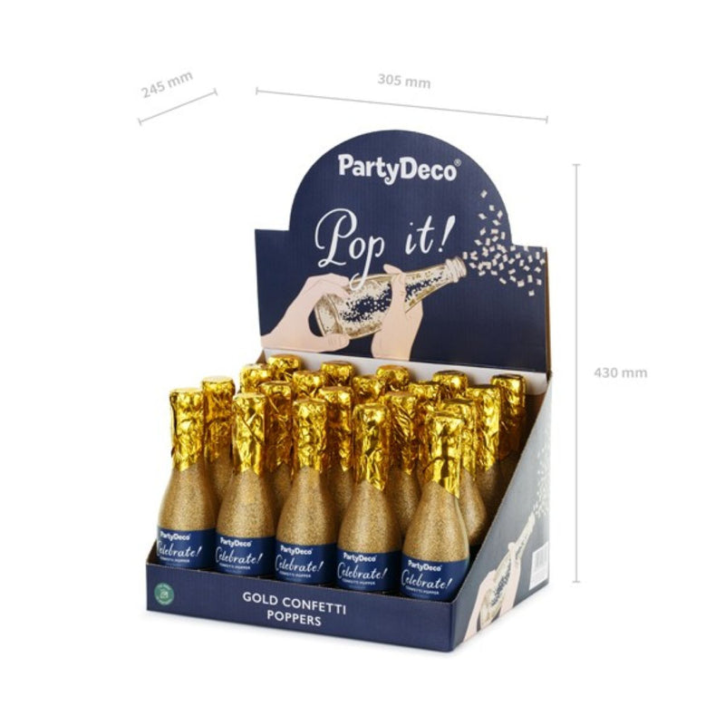 Konfettishooter Champagnerflasche 20,5 cm | Gold
