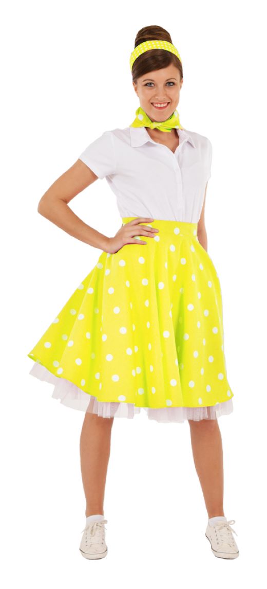 Tellerrock mit Halstuch für Damen | Gelb Weiß
