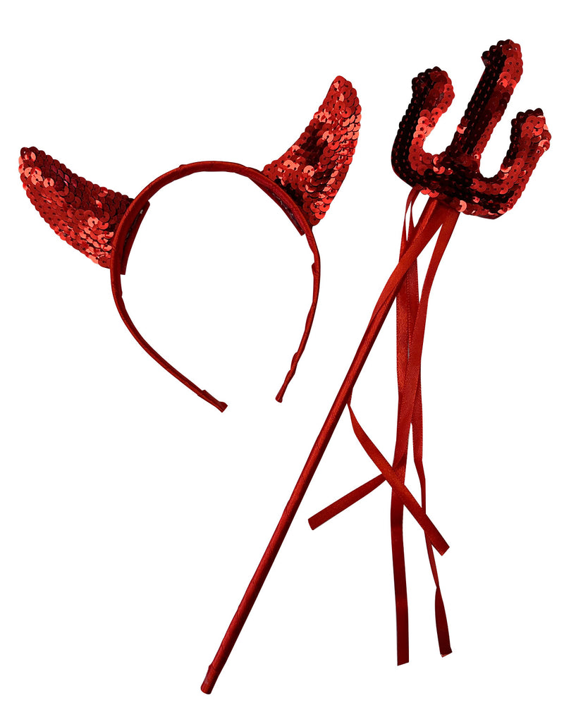 Teufel Kostümset "Teufelshörner und Dreizack" - 414028 | 2-tlg.