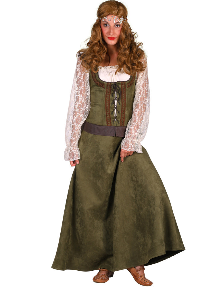 Robin Hood Kostüm für Damen - Wildlederlook | Langes Kleid Lady Marian