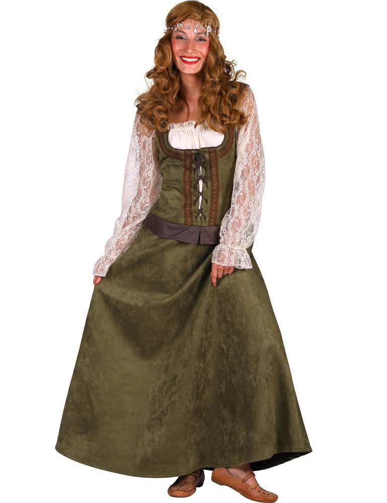 Robin Hood Kostüm für Damen - Wildlederlook | Langes Kleid Lady Marian