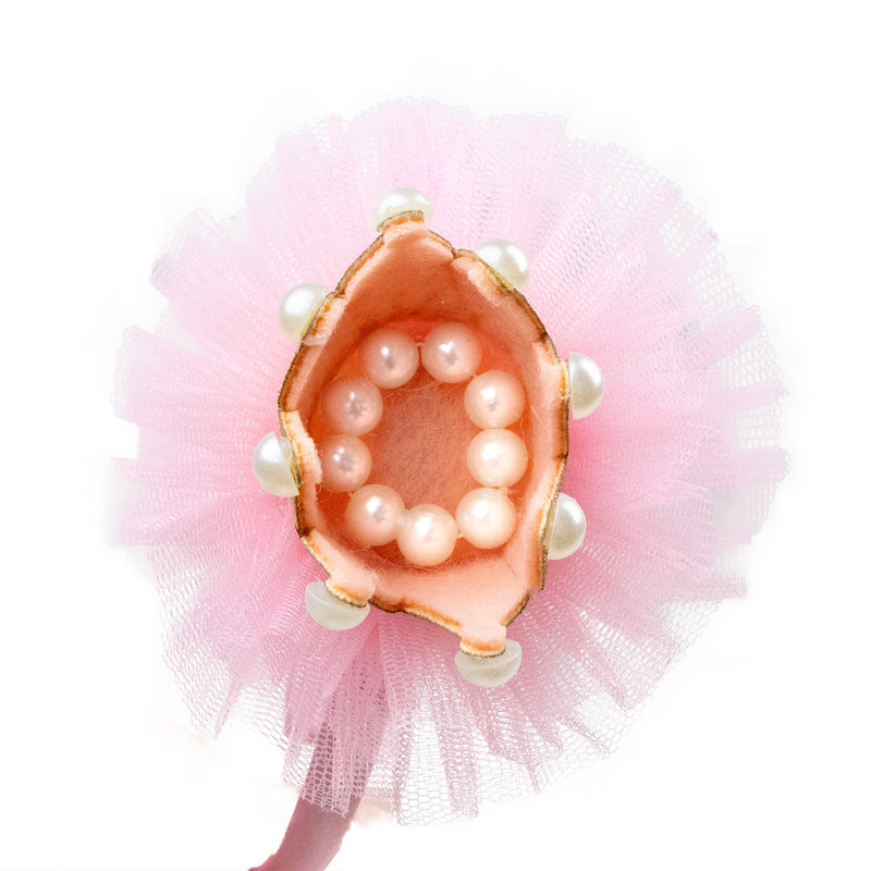 Prinzessin Glitzer Krone mit Perlen und Rüschen | Haarreif Rosa