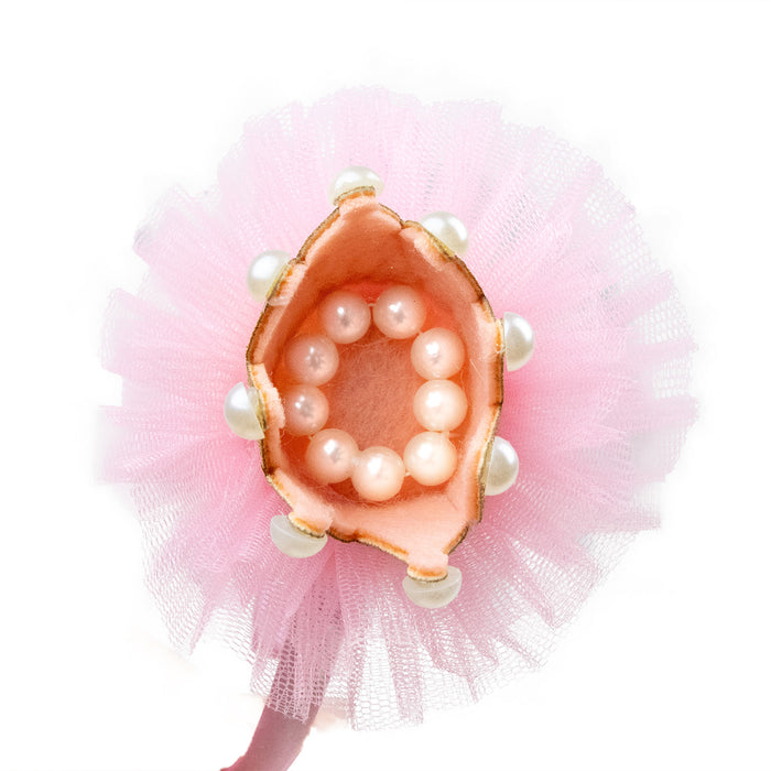 Prinzessin Glitzer Krone mit Perlen und Rüschen | Haarreif Rosa