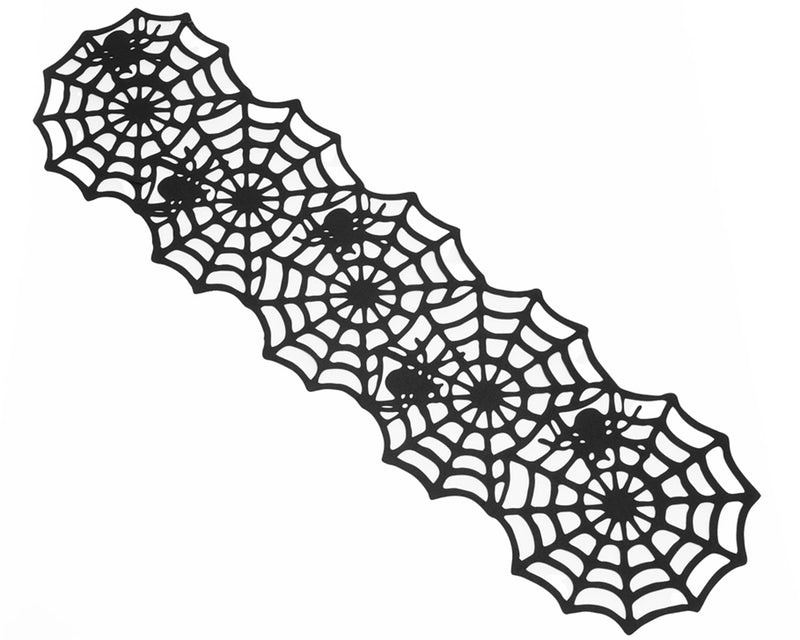 Halloween Deko Tischläufer "Spinnennetze" - 148 x 41 cm | Schwarz