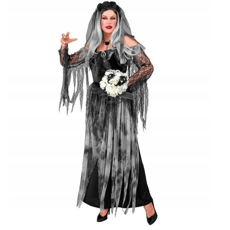 Geister Braut Kostüm für Damen | Grau Schwarz - Kleid und Schleier