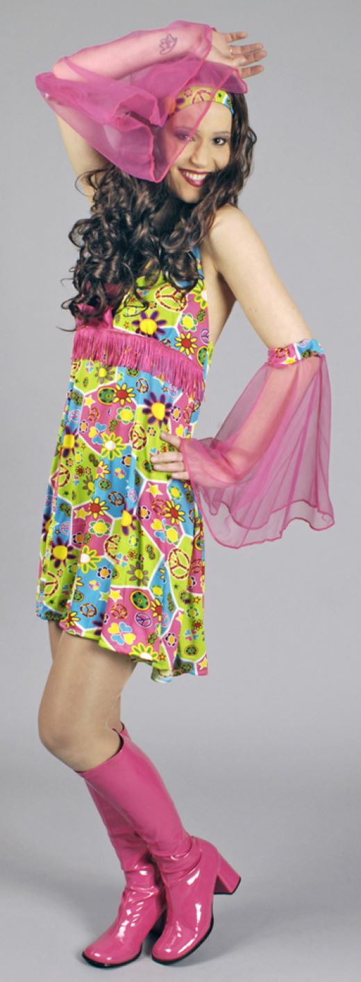 Hippie Tunika Love and Peace | Buntes 70er Jahre Kostüm