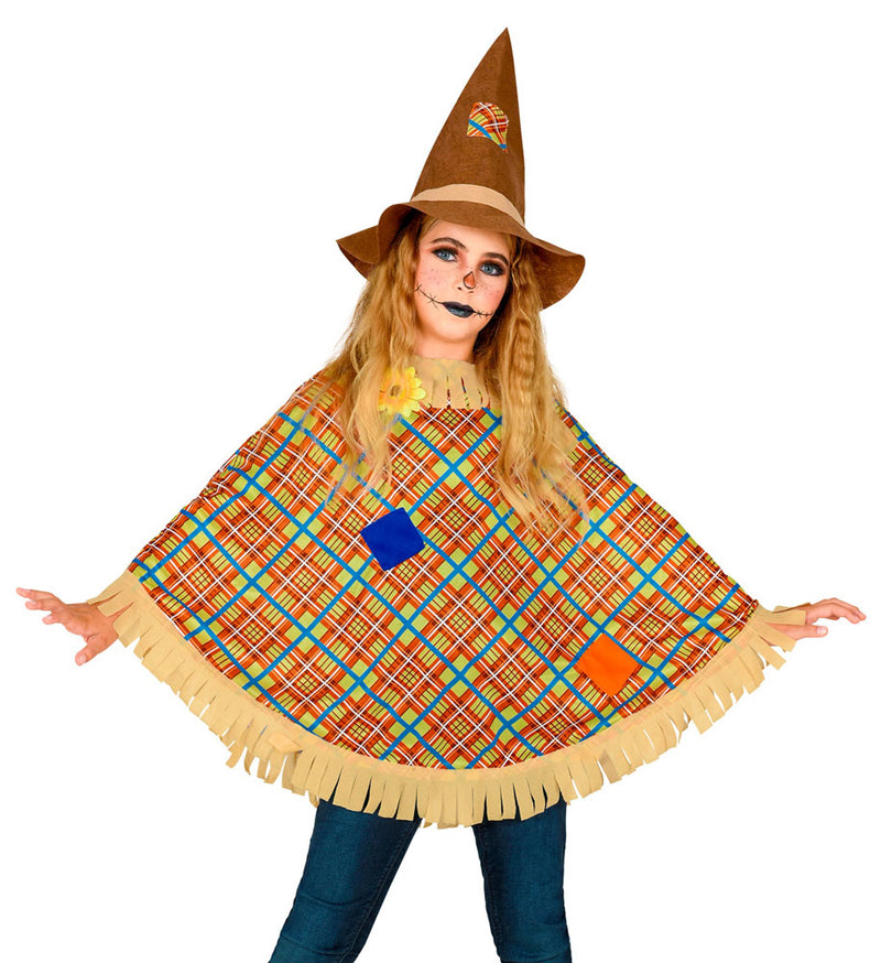 Kostüm Vogelscheuche für Kinder - Poncho und Hut | Halloween Karneval