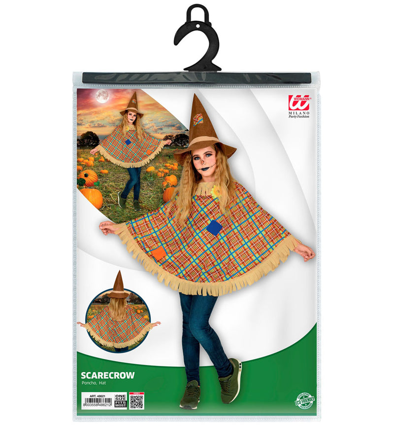 Kostüm Vogelscheuche für Kinder - Poncho und Hut | Halloween Karneval