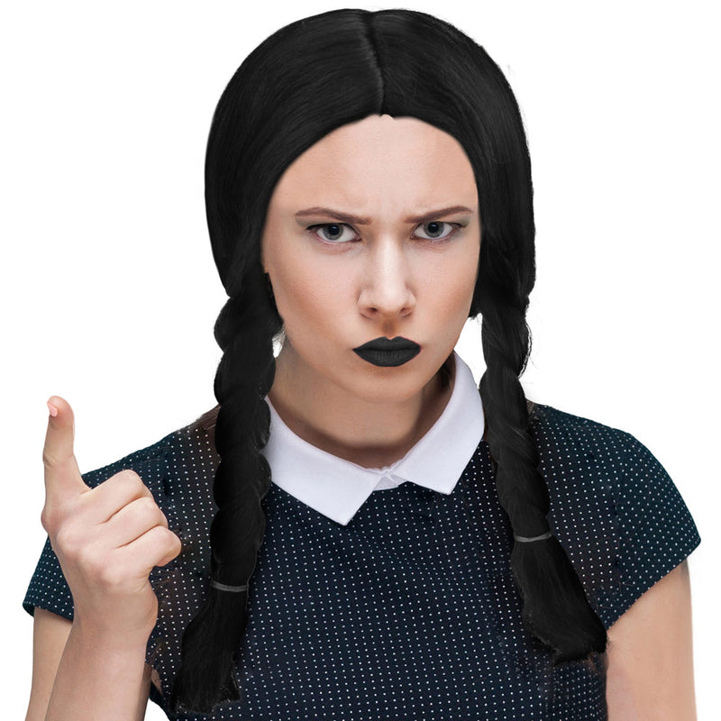 Dark Girl Perücke mit Zöpfen - Schwarz | Zubehör Party Kostüm