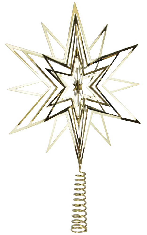 Riffelmacher 3D Christbaumspitze Metall Stern 33cm | Silber Gold 17858