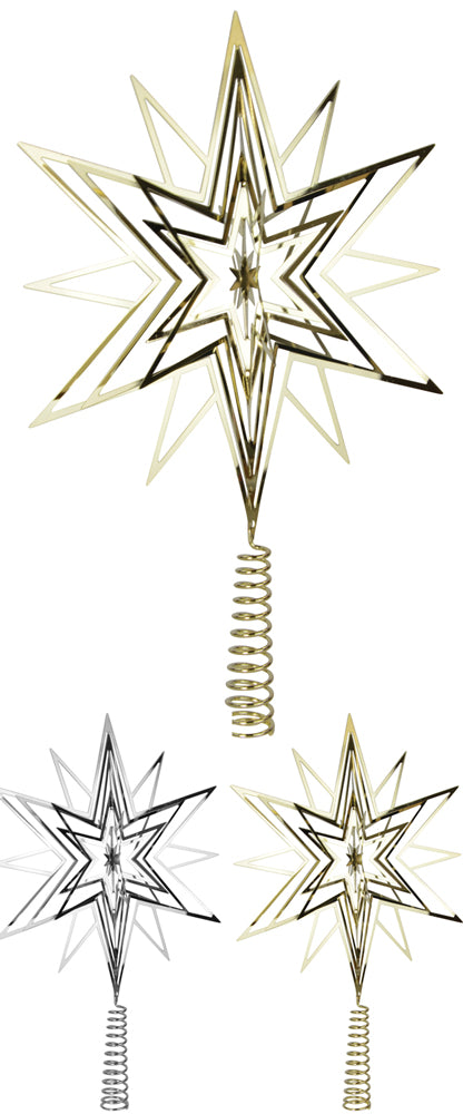 Riffelmacher 3D Christbaumspitze Metall Stern 33cm | Silber Gold 17858