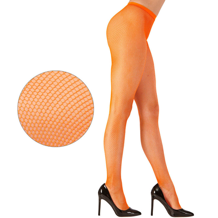 Damen Netzstrumpfhose - Fein | Neon Orange