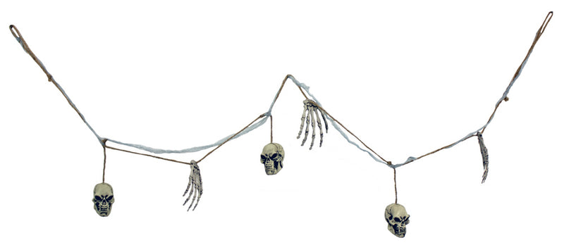 XXL Knochen und Totenkopf Girlande - 180 cm | Gruselige Party Halloween Dekoration