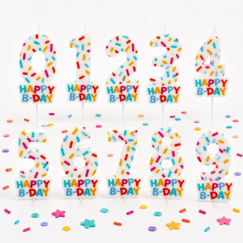 Zahlenkerze Geburtstag "Cozy Sprinkles" 7 cm | Bunt