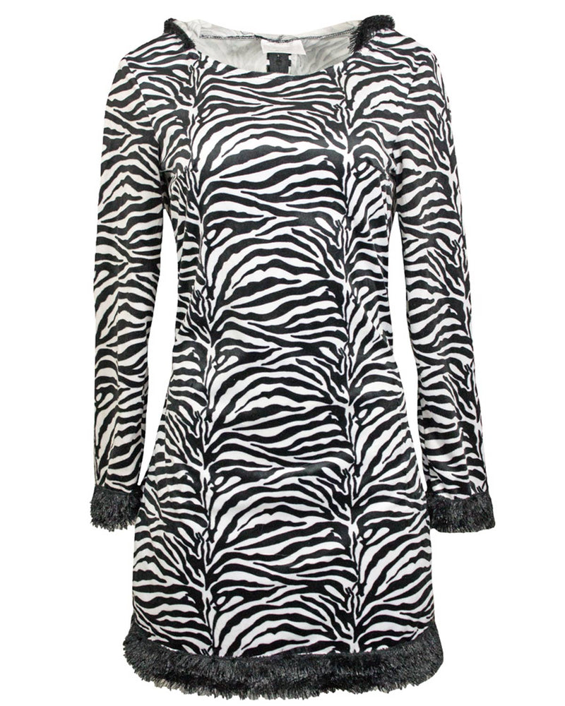 Zebra Tierkostüm für Damen | Kleid mit Stulpen