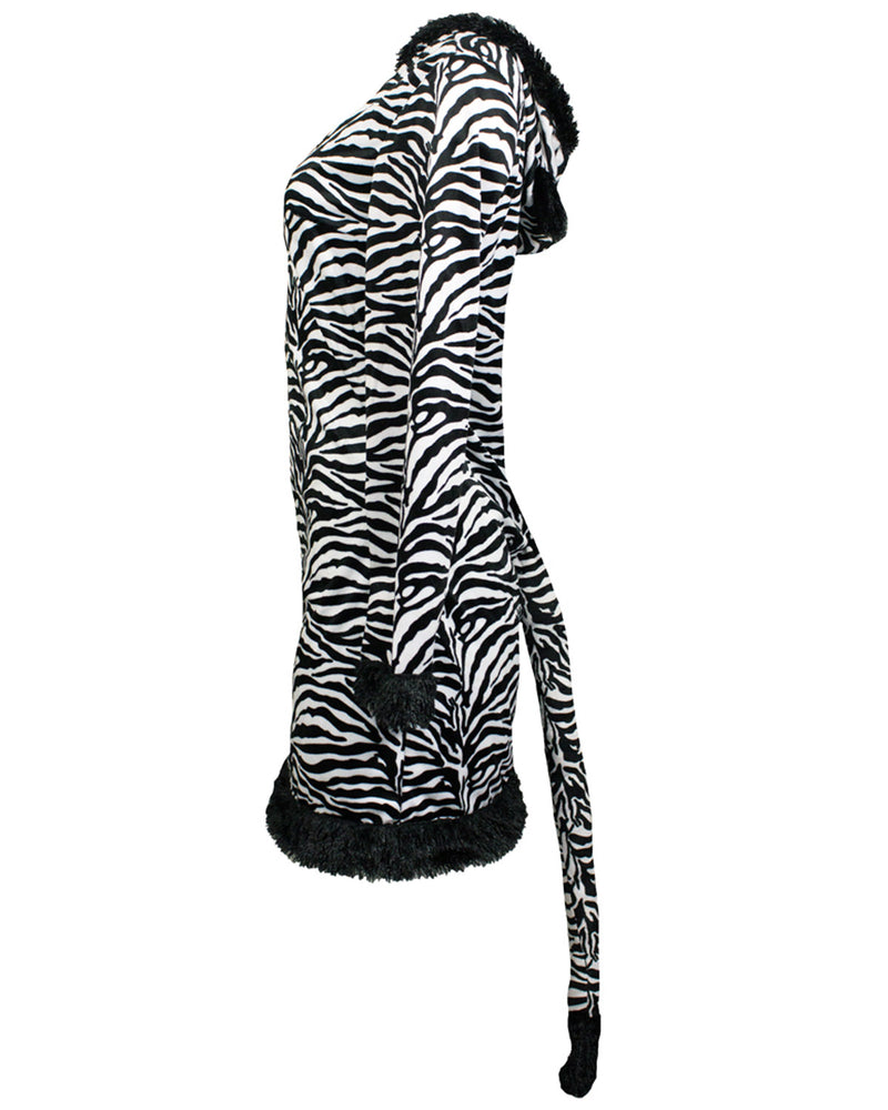 Zebra Tierkostüm für Damen | Kleid mit Stulpen