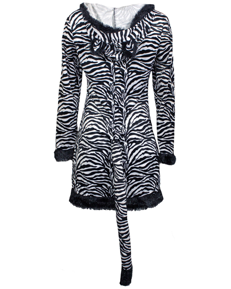Zebra Tierkostüm für Damen | Kleid mit Stulpen