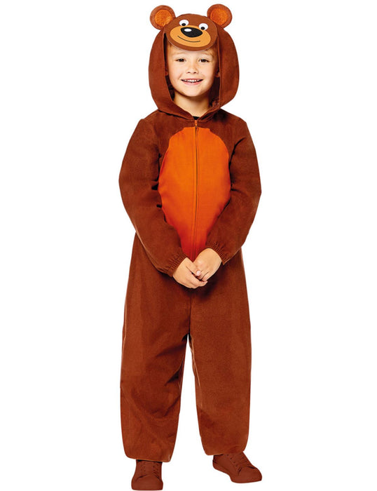 Brauner Bär Kostüm für Kinder - Onesie | Overall Tierkostüm Zoo Safari