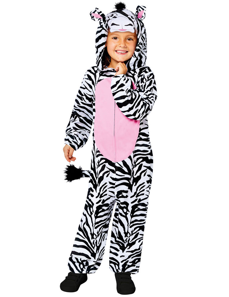 Zebra Kostüm für Kinder - Onesie | Overall Tierkostüm Zoo Safari