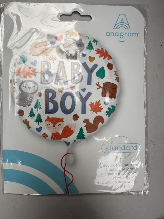ABC18 Folienballon "Baby Boy" Waldtiere | Ø 43 cm Babyparty Dekoration