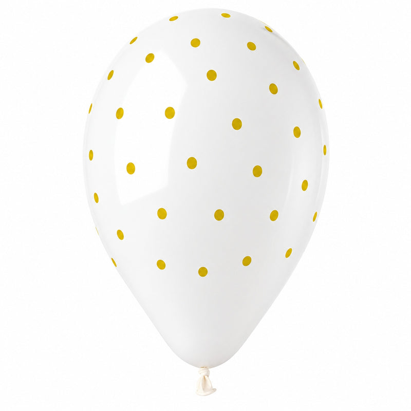 Latexballon 33 cm Chic Dots Weiß Schwarz Gold | 5 Stück