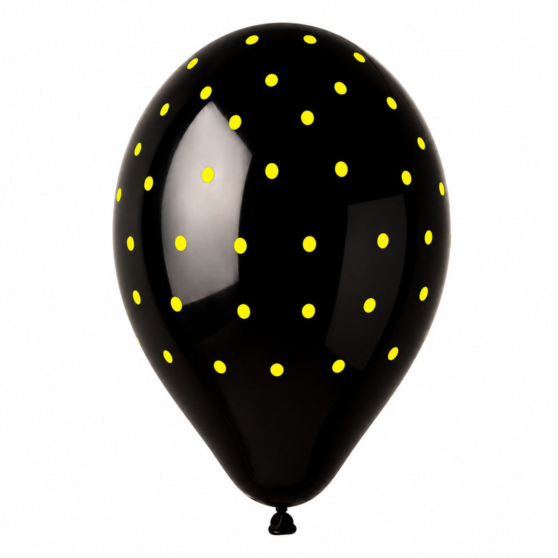 Latexballon 33 cm Chic Dots Weiß Schwarz Gold | 5 Stück
